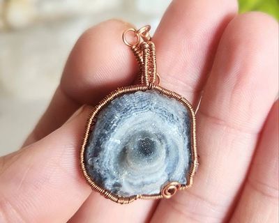 Alternate image for Druzy Chalcedony Copper Wire Wrapped Necklace