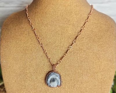 Alternate image for Druzy Chalcedony Copper Wire Wrapped Necklace