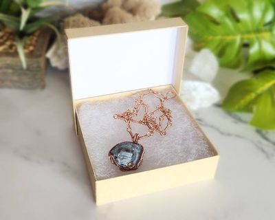 Alternate image for Druzy Chalcedony Copper Wire Wrapped Necklace