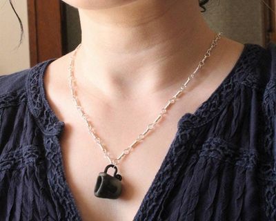 Alternate image for Polymer Clay Teacup Sterling Silver Necklace