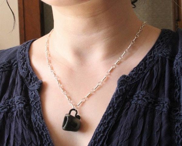 Alternate image for Polymer Clay Teacup Sterling Silver Necklace
