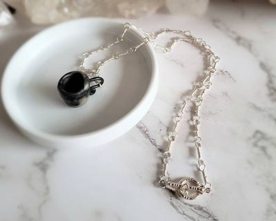 Alternate image for Polymer Clay Teacup Sterling Silver Necklace