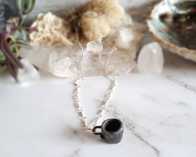 Alternate image for Polymer Clay Teacup Sterling Silver Necklace