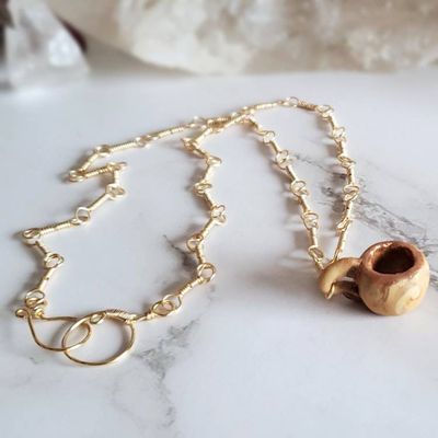 Alternate image for Polymer Clay Teacup & Gold Colored Sterling Silver Necklace