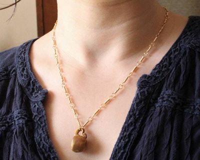 Alternate image for Polymer Clay Teacup & Gold Colored Sterling Silver Necklace