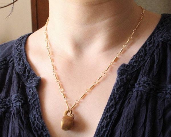 Alternate image for Polymer Clay Teacup & Gold Colored Sterling Silver Necklace