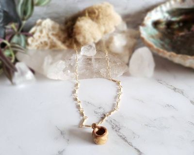 Alternate image for Polymer Clay Teacup & Gold Colored Sterling Silver Necklace