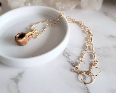 Alternate image for Polymer Clay Teacup & Gold Colored Sterling Silver Necklace
