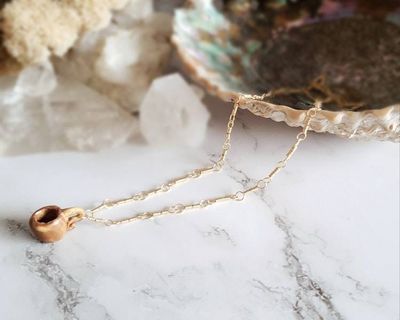 Alternate image for Polymer Clay Teacup & Gold Colored Sterling Silver Necklace