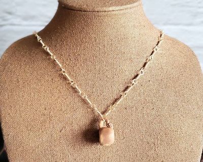 Alternate image for Polymer Clay Teacup & Gold Colored Sterling Silver Necklace