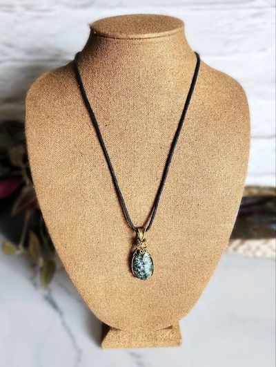 Alternate image for Seraphinite Wire Wrapped Brass Pendant