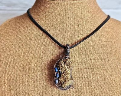 Alternate image for Titanium Quartz and Lapis Lazuli Copper Guitar Pendant