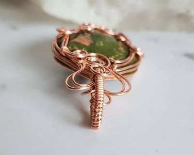 Alternate image for Unakite Copper Wire Wrapped Heart Pendant