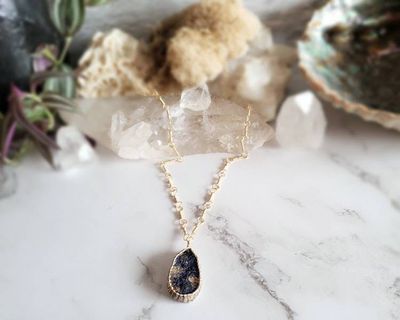 Alternate image for Azurite and Chrysocolla Gold Colored Sterling Silver Wire Wrapped Necklace