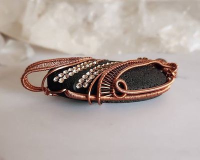 Alternate image for Paved Lava Rock Copper Wire Wrapped Pendant
