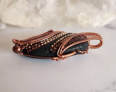 Alternate image for Paved Lava Rock Copper Wire Wrapped Pendant