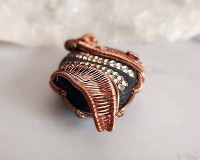 Alternate image for Paved Lava Rock Copper Wire Wrapped Pendant