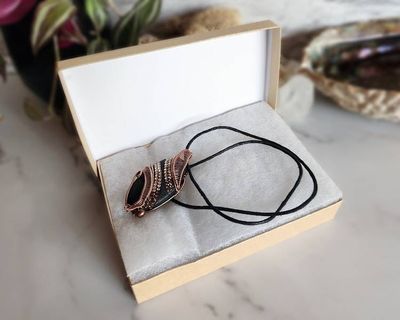 Alternate image for Paved Lava Rock Copper Wire Wrapped Pendant