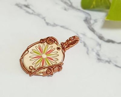 Alternate image for Copper Wire Wrapped Pottery Pendant