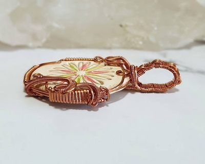 Alternate image for Copper Wire Wrapped Pottery Pendant