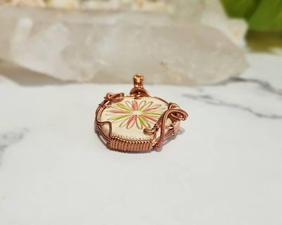 Alternate image for Copper Wire Wrapped Pottery Pendant
