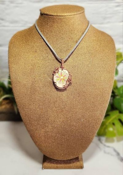 Alternate image for Copper Wire Wrapped Pottery Pendant