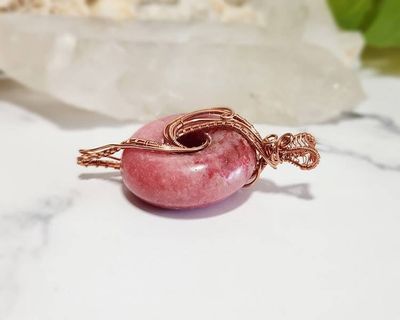 Alternate image for Rhodochrosite Copper Wire Wrapped Pendant