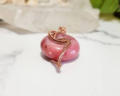 Alternate image for Rhodochrosite Copper Wire Wrapped Pendant