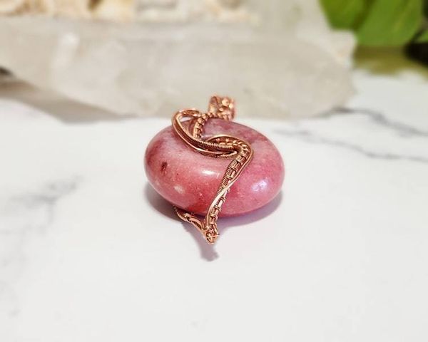Alternate image for Rhodochrosite Copper Wire Wrapped Pendant