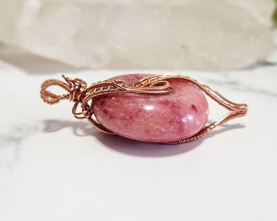 Alternate image for Rhodochrosite Copper Wire Wrapped Pendant