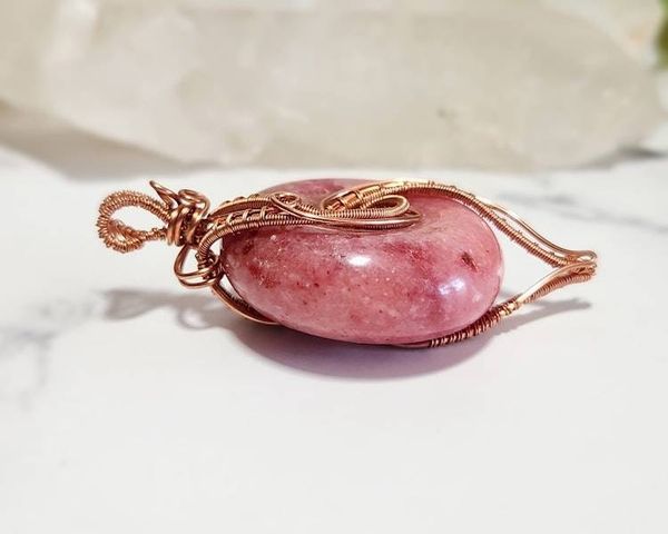 Alternate image for Rhodochrosite Copper Wire Wrapped Pendant
