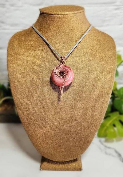 Alternate image for Rhodochrosite Copper Wire Wrapped Pendant