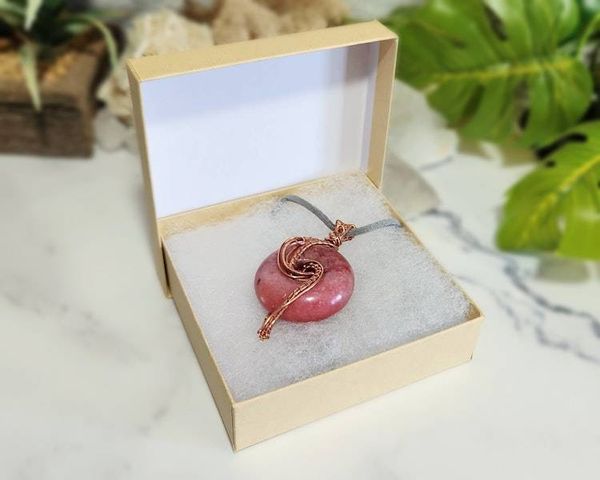 Alternate image for Rhodochrosite Copper Wire Wrapped Pendant