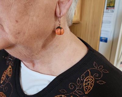 Alternate image for Pumpkin Polymer Clay and Copper Earrings
