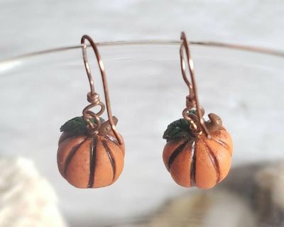 Alternate image for Pumpkin Polymer Clay and Copper Earrings