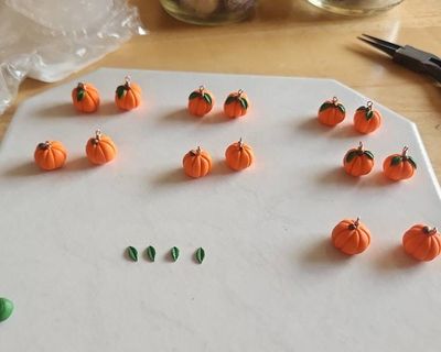 Alternate image for Pumpkin Polymer Clay and Copper Earrings
