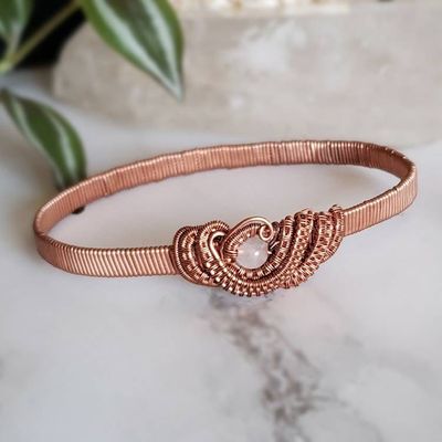 Alternate image for Quartz Copper Wire Wrapped Bangle Bracelet