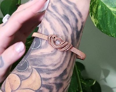 Alternate image for Quartz Copper Wire Wrapped Bangle Bracelet