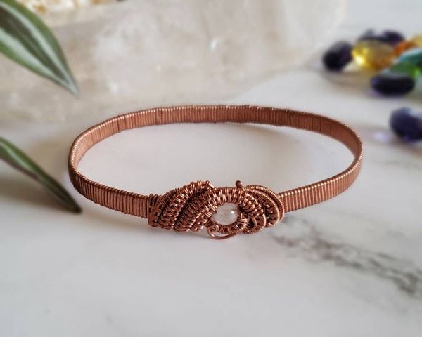 Alternate image for Quartz Copper Wire Wrapped Bangle Bracelet