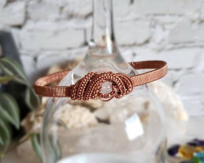 Alternate image for Quartz Copper Wire Wrapped Bangle Bracelet