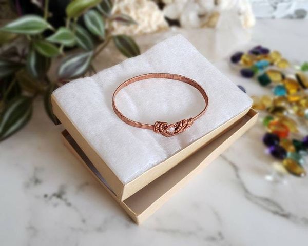 Alternate image for Quartz Copper Wire Wrapped Bangle Bracelet