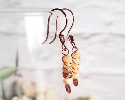 Alternate image for Honey Opal Copper Wire Wrapped Earrings