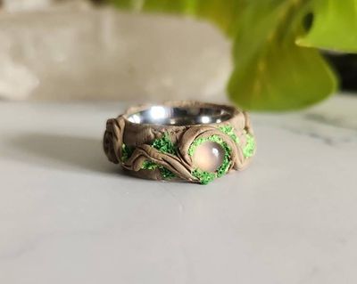 Alternate image for Pink Chalcedony Polymer Clay and Stainless Steel Ring