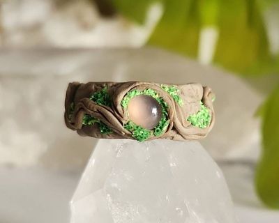 Alternate image for Pink Chalcedony Polymer Clay and Stainless Steel Ring