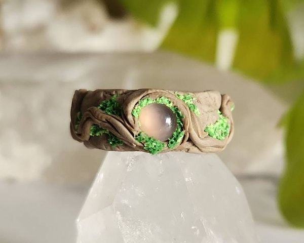 Alternate image for Pink Chalcedony Polymer Clay and Stainless Steel Ring