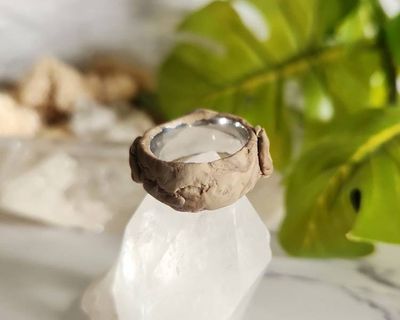 Alternate image for Pink Chalcedony Polymer Clay and Stainless Steel Ring