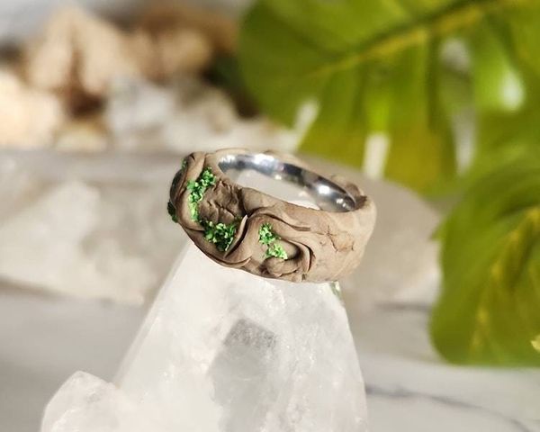 Alternate image for Pink Chalcedony Polymer Clay and Stainless Steel Ring