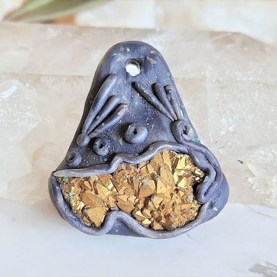 Alternate image for Titanium Druzy Quartz Clay Pendant