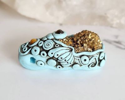 Alternate image for Titanium Druzy Quartz and Tigers Eye Pisces Zodiac Pendant
