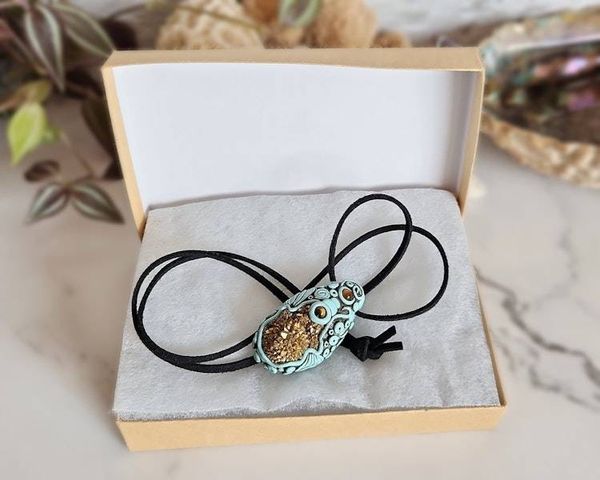Alternate image for Titanium Druzy Quartz and Tigers Eye Pisces Zodiac Pendant